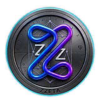 Logotipo de ZZETA Evolution: una Z doble en azul y violeta sobre un medallón metálico